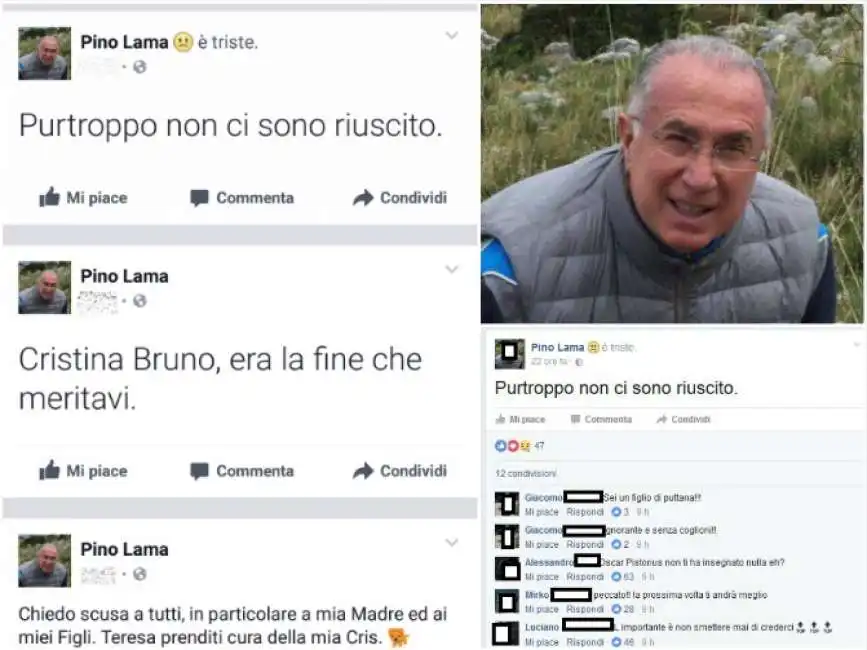 pino lama prova a uccidere a la ex e lo scrive su facebook