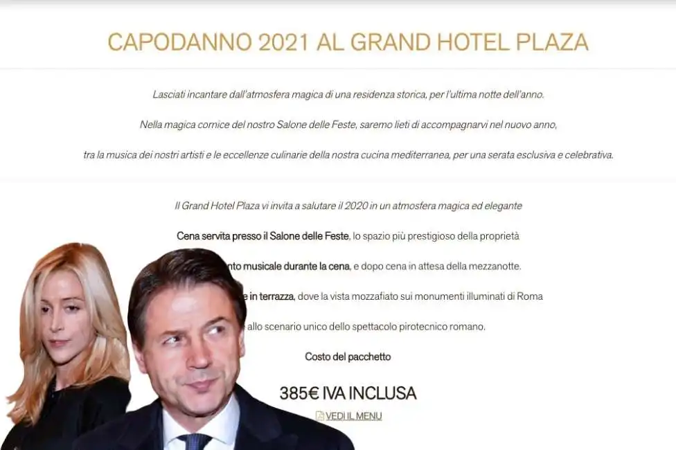 promozione di capodanno del grand hotel plaza olivia paladino giuseppe conte