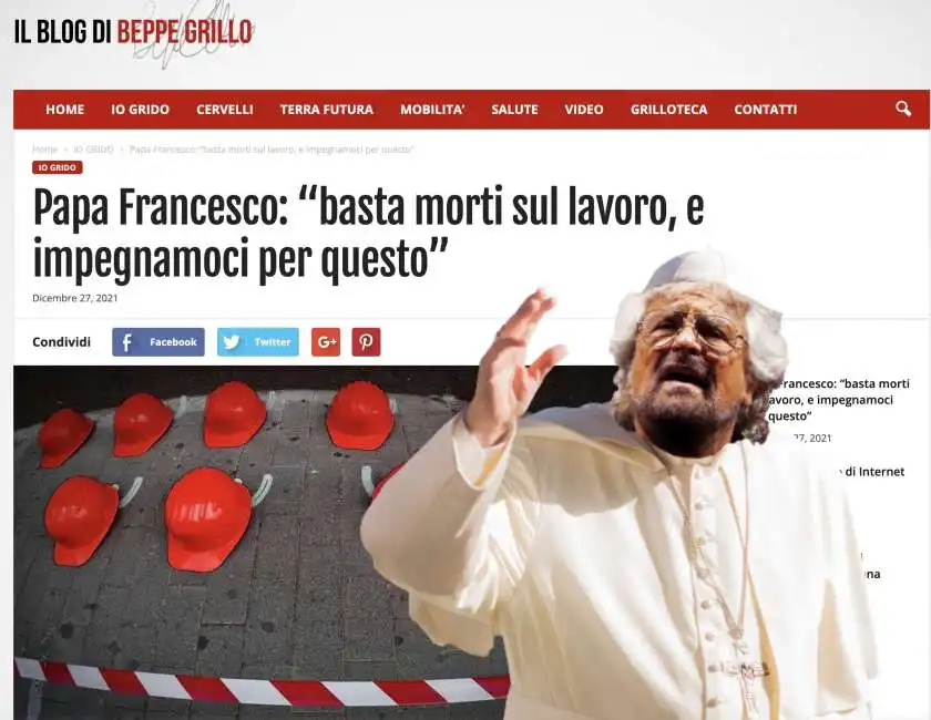 il post di beppe grillo contro le morti sul lavoro papa bergoglio 