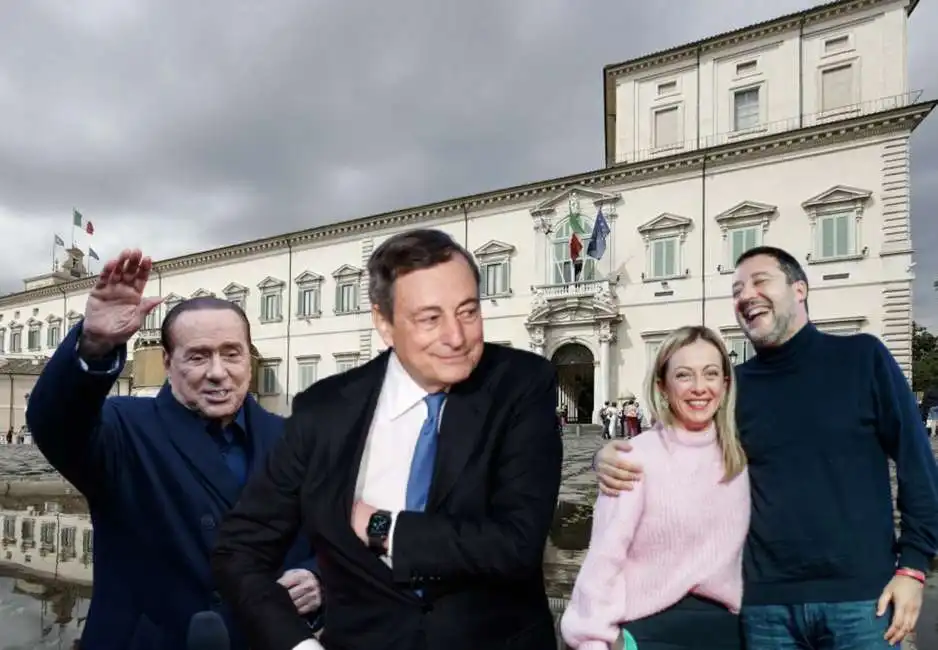 silvio berlusconi mario draghi matteo salvini giorgia meloni quirinale 