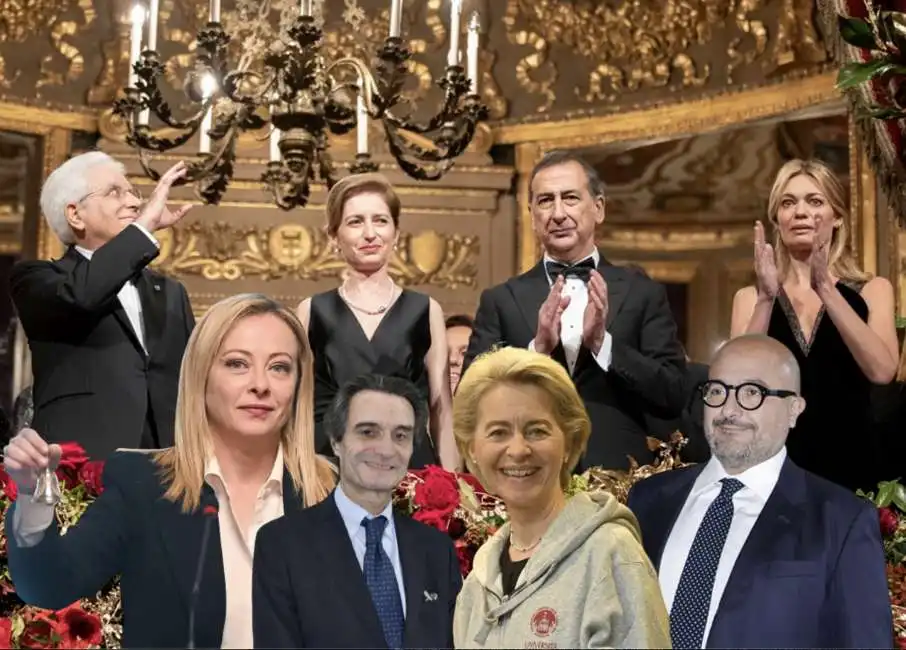 mattarella meloni fontana sangiuliano von der leyen scala beppe sala