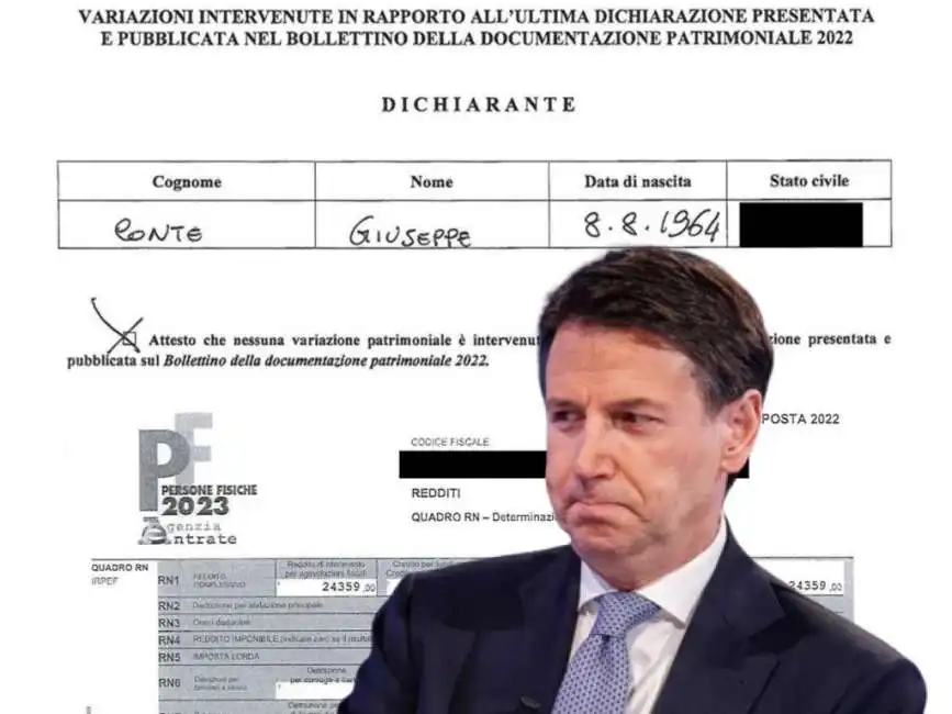 dichiarazione dei redditi di giuseppe conte