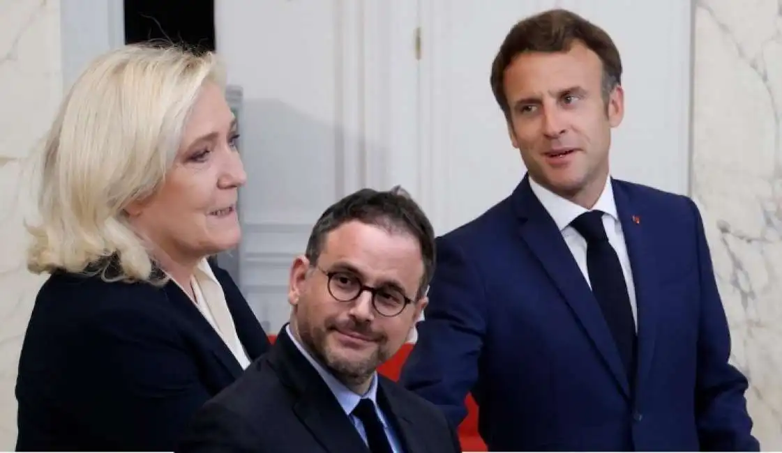 marine le pen emmanuel macron aurelien rousseau