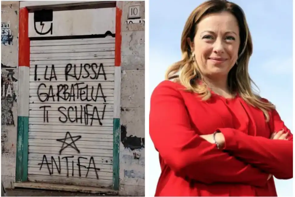 meloni vandalizzata sede fratelli d'italia alla garbatella