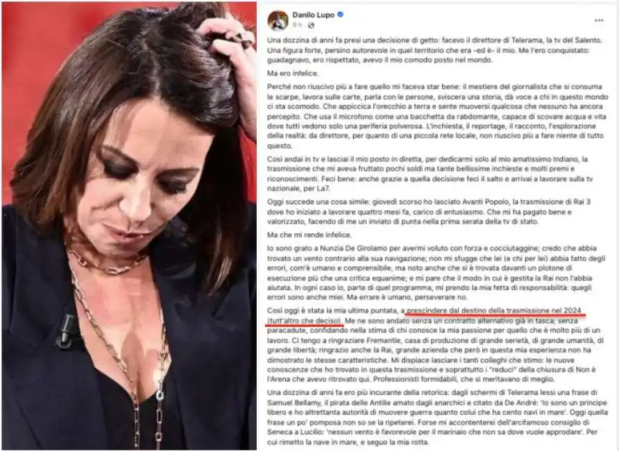 nunzia de girolamo il post di danilo lupo inviato di avanti popolo 