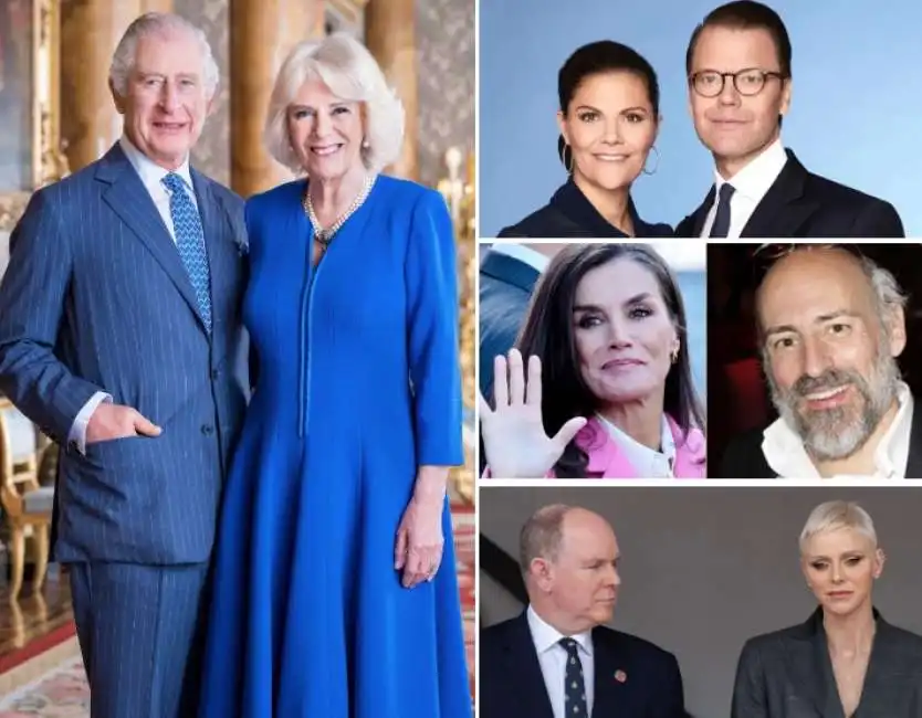 royal couple re carlo camilla letizia ortiz  jaime del burgo vittoria di svezia e daniel wesling  alberto di monaco e la moglie charlene