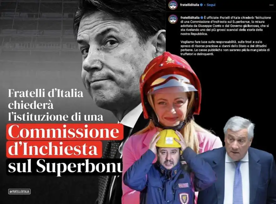 superbonus giuseppe conte giorgia meloni antonio tajani matteo salvini 