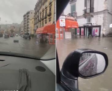 strade di napoli allagate per il maltempo 1